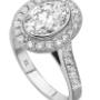 oval diamond Kalfin engagement ring with halo