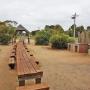 Accommodation with BBQ area and a fantastic long table.