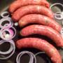 Mushroom, steak & onion sausages w natural skins