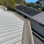 Leafshiled Gutter Protection Guards on a flat roof with custom saddles, mesh is brown