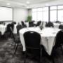 Banquet meeting room with audiovisual equipment