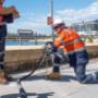 Man fixing subsidence issue