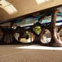 Jalmer Iron sculpture table with art Glass