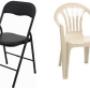 Black padded folding and Plastic arm Chair