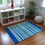 All Lined Up Kids Rug, Blue & Green