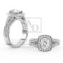 Cushion cut  Halo with Split Band Engagement Ring