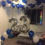 Uploaded by visitor on 13/5/2016 - Sapphire Blue and White Ceiling Balloons and Balloon Arch with a number 2&3 Megaloon