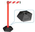 Retractable Belt Queue Bollard w Rubber Base