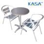ALUMINIUM CAFE BAR TABLE AND CHAIRS SET