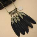 1013NF Bohemian BOHO Ethnic Indian Style Feather Pendant Necklace