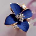 1009ES Elegant noble blue flower ladies gold plated rhinestone stud earrings