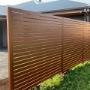 Timber look aluminium fencing.