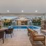 Outdoor patio and pool house