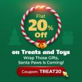 Flat 20% Off on Pet Treats & Toys – Celebrate Christmas with Santa Paws!