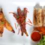 Spring Roll and Pork Skewers and Sugarcane Prawn