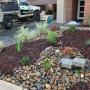 Concrete driveway , exposed aggregate path and floating concrete steps.