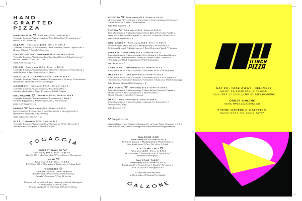 Take Away Menu