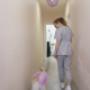 walking down hall