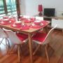 The dining room seats 6 and has split system air conditioning, a ceiling fan, a 2nd TV, a piano, a digital radio and books and board games. The large table is suitable for laptops and craft work.