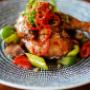 Grilled 1/2 chicken basted with "Kung Pao" sauce, sauteed capsicum, scallions & cashews