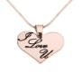 I Love You Heart Necklace Rose Gold Plating
