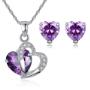 Valentines Necklace Earring Set Purple