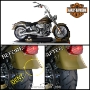 2006 Harley Davidson Fat Boy rear guard dent repaired by Superlative PDR Paintless Dent Removal.