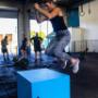 Box jumps are part of the programming. in our group fitness classes. Scaling options are available.