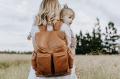 OiOi Faux Leather Nappy Backpack - Black, tan, dusty rose and taupe