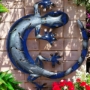Large Blue And Silver Round Gecko Wall Art