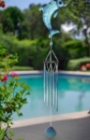 Blue Metal And Glass Dolphin Windchime