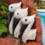 Wooden Pelican Statue Set