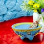 Blue Hand Painted Clay Smudge Bowl