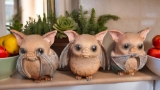 Hear No Evil Bat Statue Set