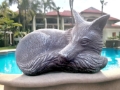 Large Silver Laying Fox Garden Statue