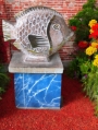 Large Golden Brown Wooden Fish Statue