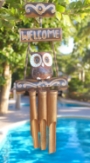 Large Welcome Owl Bamboo Windchime