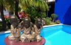 Silver Hear No Evil Monks Statue