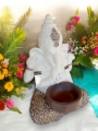 Large Brown And White Ganesh Garden Statue