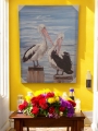 Framed Pelican Duo Canvas Print
