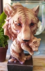Carved Tiger And Cub Statue