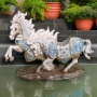Double Blue And White Horses Statue