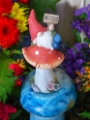 Welcome Gnome On Mushroom Garden Statue