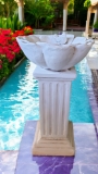 Birdbath On Pedestal Statue