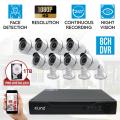 Elinz 8CH CCTV Security Camera System 1080P DVR Face Detection 8x Bullet Cameras Metal Casing 1TB
