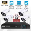 Elinz 4CH AHD 1080P HD Video & Audio Recording CCTV Surveillance DVR 4x Outdoor Bullet Security Camera System 1TB HDD