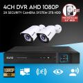 Elinz 4CH DVR AHD 1080P HD CCTV 2x Outdoor Bullet Security Camera System Surveillance Video & Audio Recording 2TB HDD
