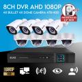 Elinz 8CH AHD 1080P HD Video & Audio Recording CCTV Surveillance DVR 4x Outdoor Bullet 4x Vandal-proof Dome Security Camera System 4TB HDD