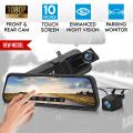 Elinz 10" Rearview Mirror 1080P Full Touch Screen Car Dual Dash Cam Reversing Camera Recorder Hardwire Kit