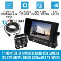 7" Monitor HD 4PIN Reversing CCD Camera 12V 24V 600TVL Truck Caravan 3 AV inputs